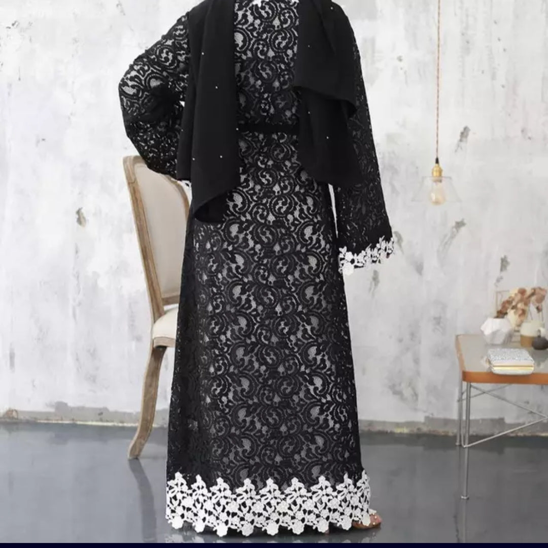 Black lace Abaya
