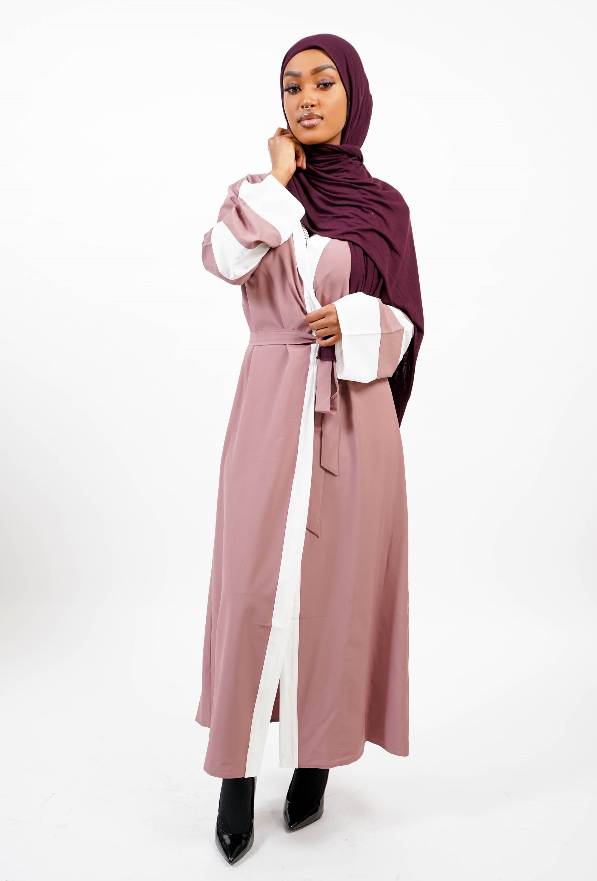 Pink dress with a scarf